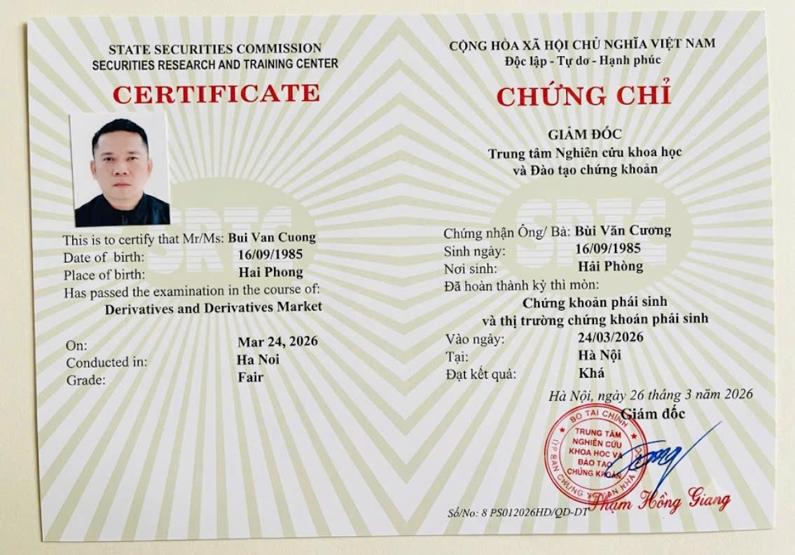 Chứng chỉ Chứng khoán phái sinh và thị trường chứng khoán phái sinh - Trung tâm Nghiên cứu khoa học và Đào tạo chứng khoán (SRTC), Uỷ ban Chứng khoán Nhà nước