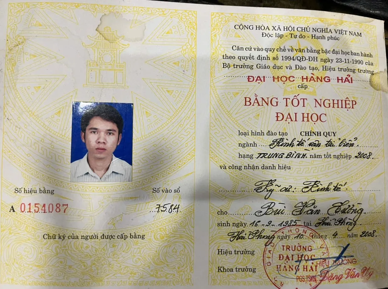 Bằng tốt nghiệp Đại học Hàng Hải Việt Nam - Bùi Văn Cường