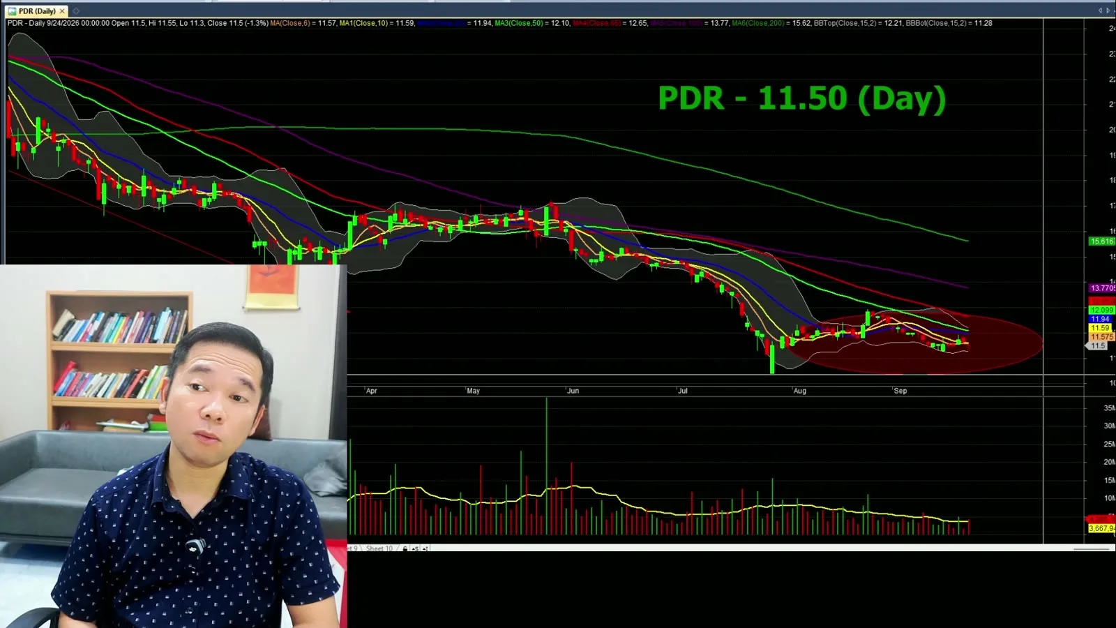 Biểu đồ phân tích kỹ thuật CEO — Cổ phiếu CEO tháo chạy vùng 22-24, xu hướng giảm chưa có dấu hiệu kết thúc theo Hành động giá Price Action