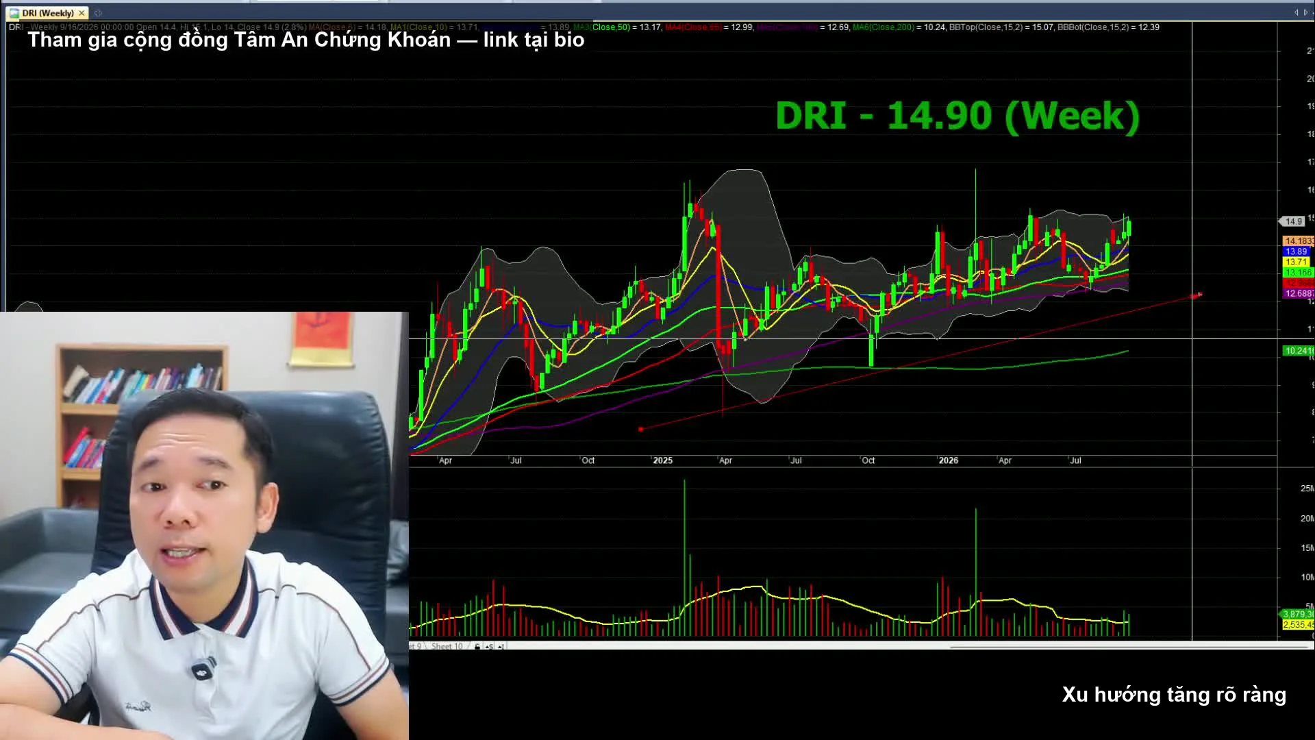 Biểu đồ phân tích cổ phiếu DRI theo Hành động giá Price Action